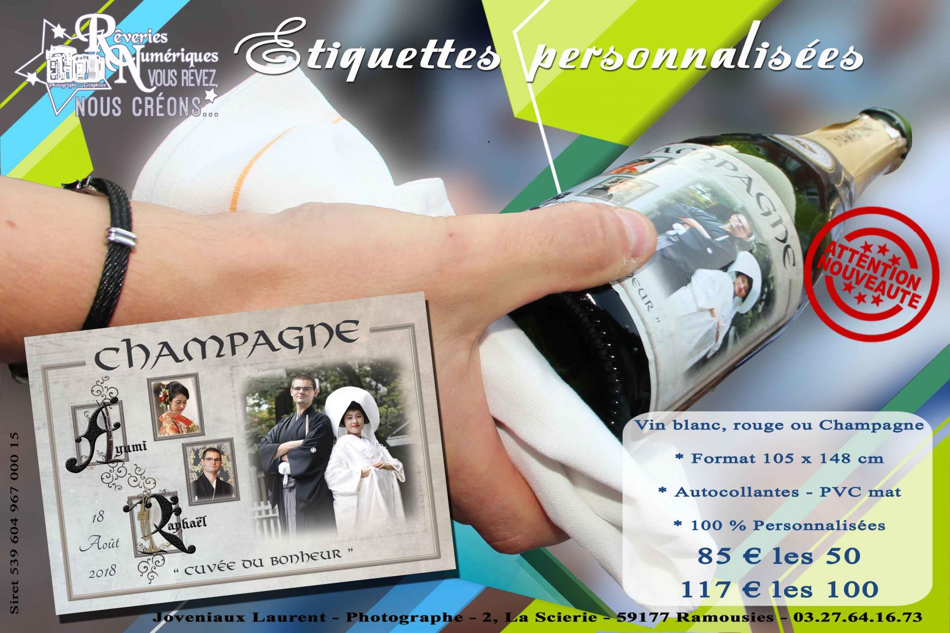 Etiquettes champagne vin personnalisees mariage repas joveniaux studio reveries numeriques
